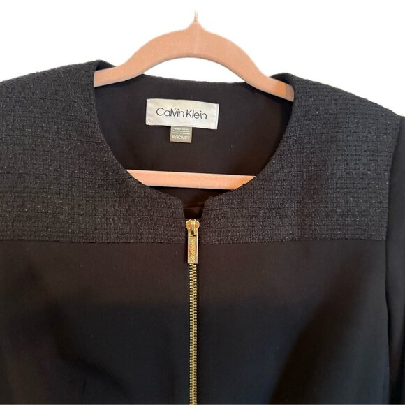 Calvin Klein Black Textured Panel Zip Jacket - Picture 1 of 9